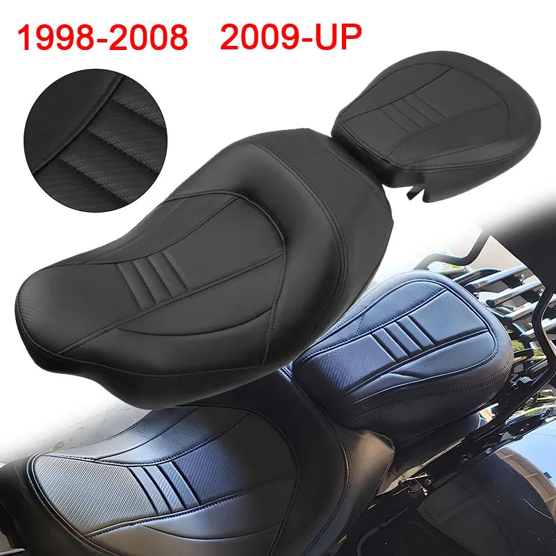Motorcycle Low-Profile Driver Passenger Pillion Two Up Seat For Harley Touring CVO Street Glide Road King 1998-2008 2009-2022