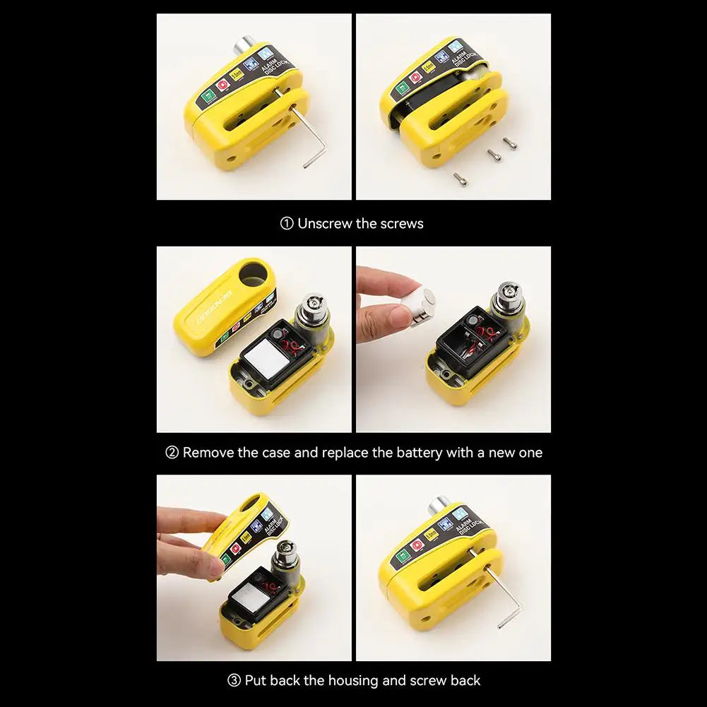 Motorcycle Alarm Disc Brake Lock Bicycle Wheel Disk Padlock Security Waterproof Anti-Theft Lock Scooter Alarma Disc Brake Lock