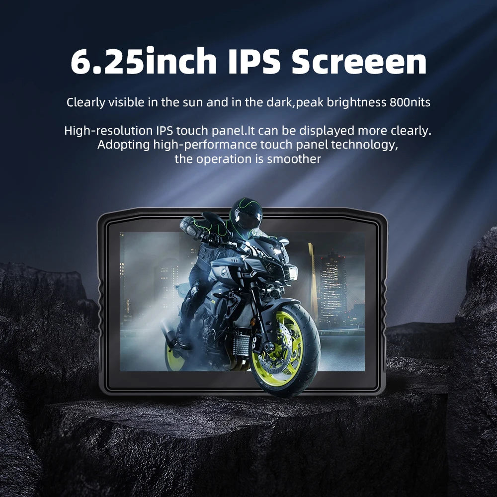 EKIY 6.25" Wireless CarPlay Moto Android Auto Portable Digital Dashboard Anti Theft Removable Screen GPS Motorcycle Navigation