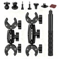 Dual‑Head Super Clamp Motorcycle Mount Selfie Stick Kit for Insta360 X5 X4 X3 X2 GoPro DJI Action Sports Camera Riding Bracket