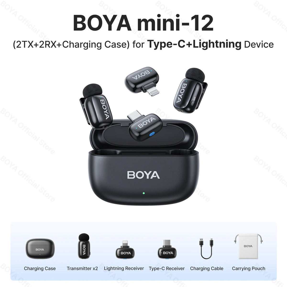 BOYA Mini Wireless Lavalier Lapel Microphone for iPhone iPad Android Type-C Phone Live Broadcast Audio Video Recording Vlog