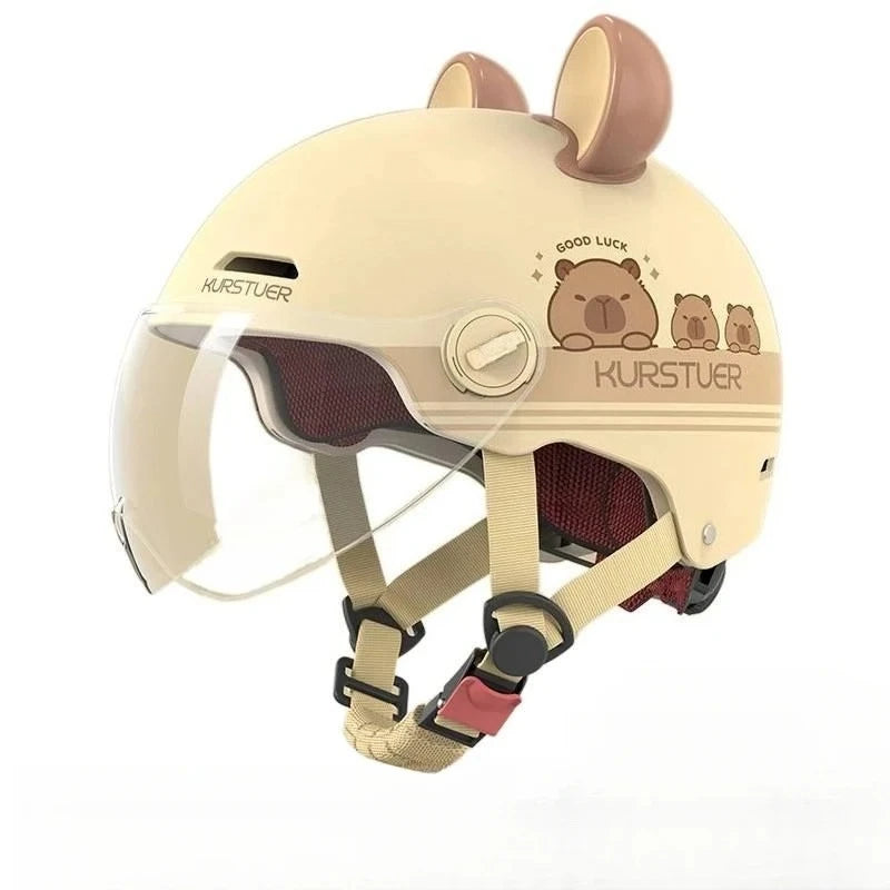 Capybara Helmet Motorcycle Electric Bike Lightweight Safety Helmet Summer Sunscreen Breathable Transparent Lens Adjustable