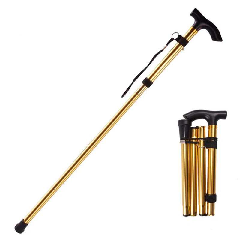 Walking sticks Aluminum Alloy Climbing Cane Four-section Telescopic Folding Climbing and Hiking Cane Trekking Poles Elderly Cane