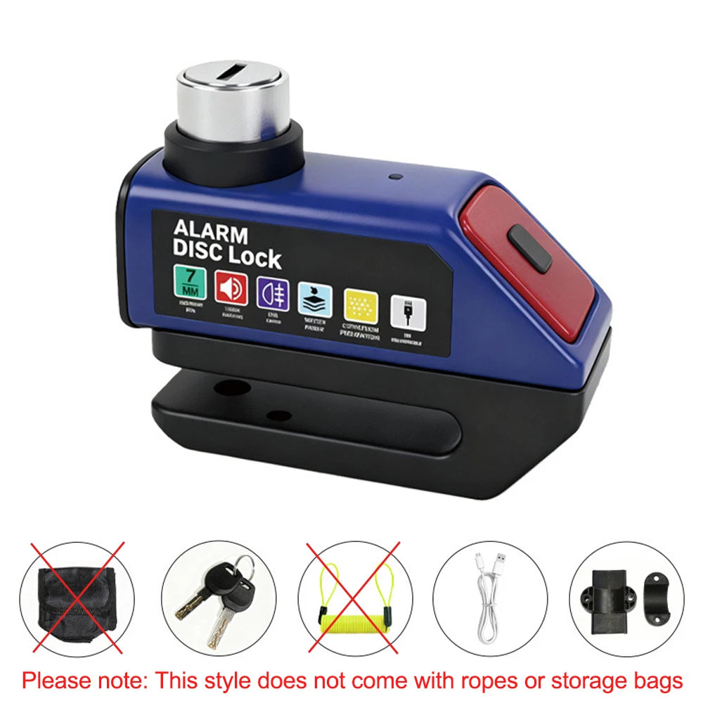 Motorcycle Alarm Disc Brake Lock 120dB Loud Anti Theft Alarma Security Moto Wheel Disk Padlock Waterproof Motorcycle Disc Lock