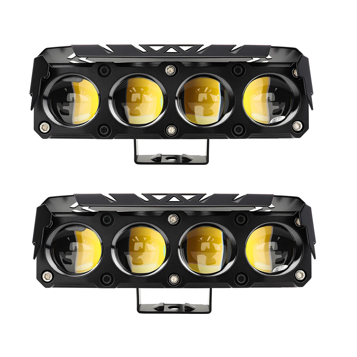 1/2x Motorcycle LED Spotlight Dual Color Hi/Low Beam RGB Halo Fog Lamp for Car SUV UTV 12V 4 Mini Lens Headlight Driving Light