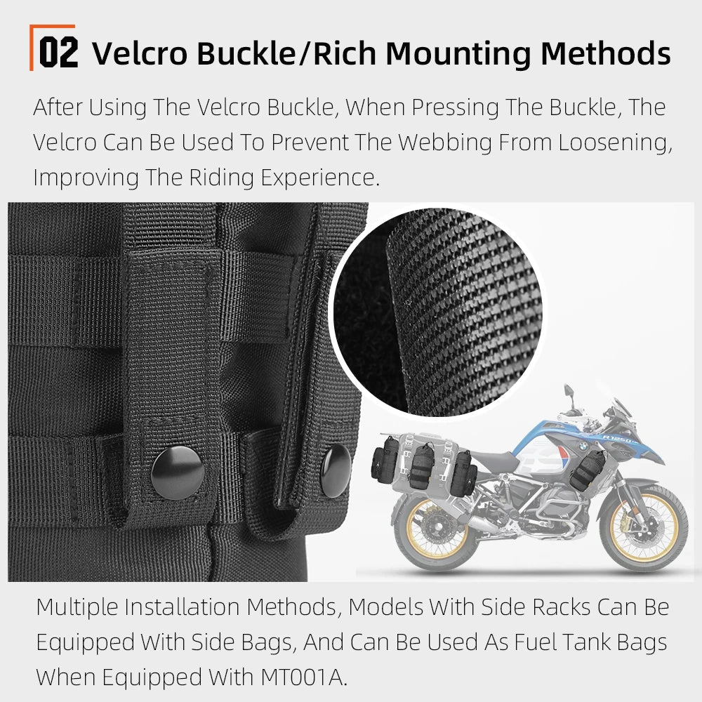 Rhinowalk Motorcycle Bottle Bag Motor Insulated Kettle Bag Quick Release Water Cup Holder With MOLLE System On Motorbike Bag