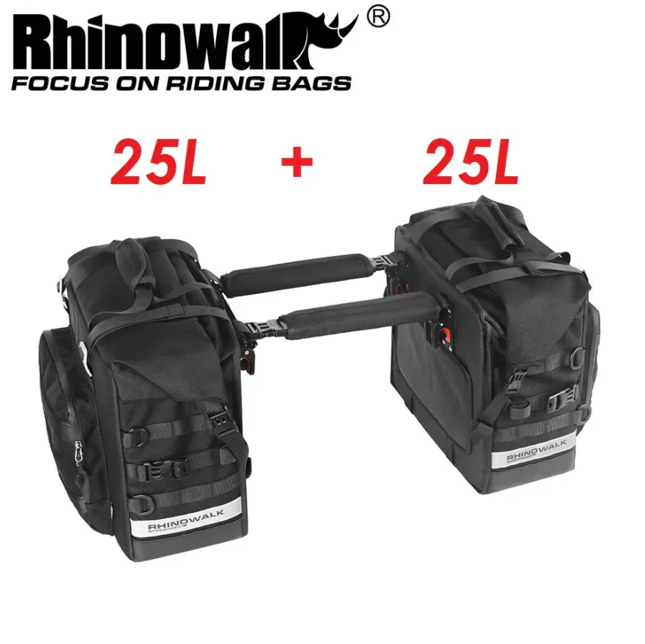 Rhinowalk Motorcycle Saddle Bag Expandable 25-32L Quick Release 3D Cube Motorbike Side Pannier Bag Waterproof Motor Storage Pack