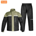 FEHER Motorcycle Rain Suit Waterproof Breathable Packable Lightweight Motorbike Raincoat Suit Heavy Duty Stormproof Touring Gear