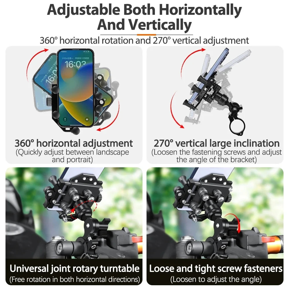 Metal Alloy Motorcycle Mobile Stand High Quality With Shock Absorber Bike Motorcycle Cell Phone Holder Motos Navigation Bracket