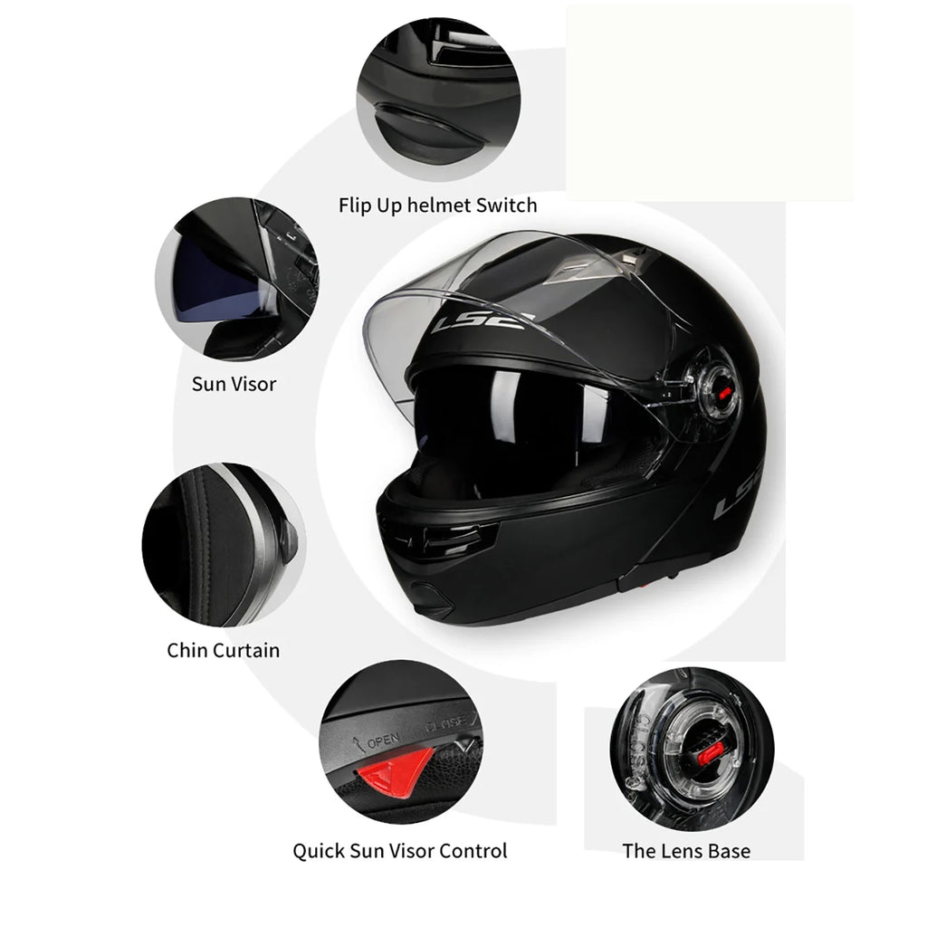 LS2 FF370 Flip Up Motorcycle Helmet Personalised Dual Lens Capacete LS2 Modular Helmets Motorbike Racing Helmet Cascos Para Moto