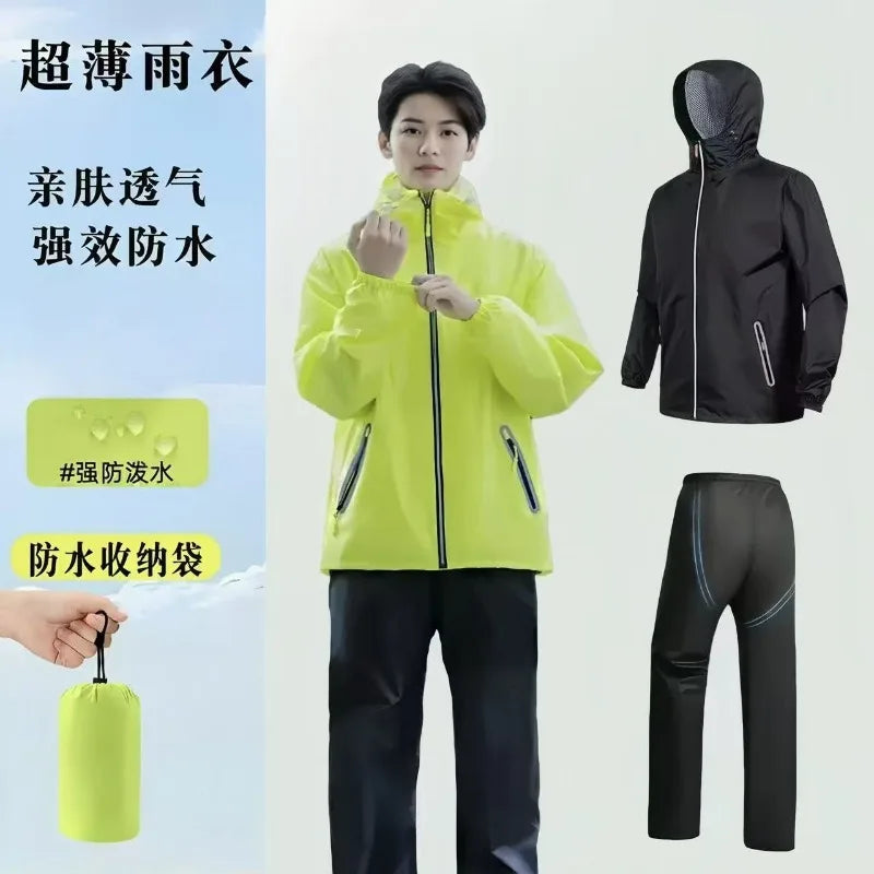 Raincoat Rain Pants Set Thin Men's  Women's Split Rainstorm-proof Cycling Motorcycle Electric Vehicle Impermeable Motociclista