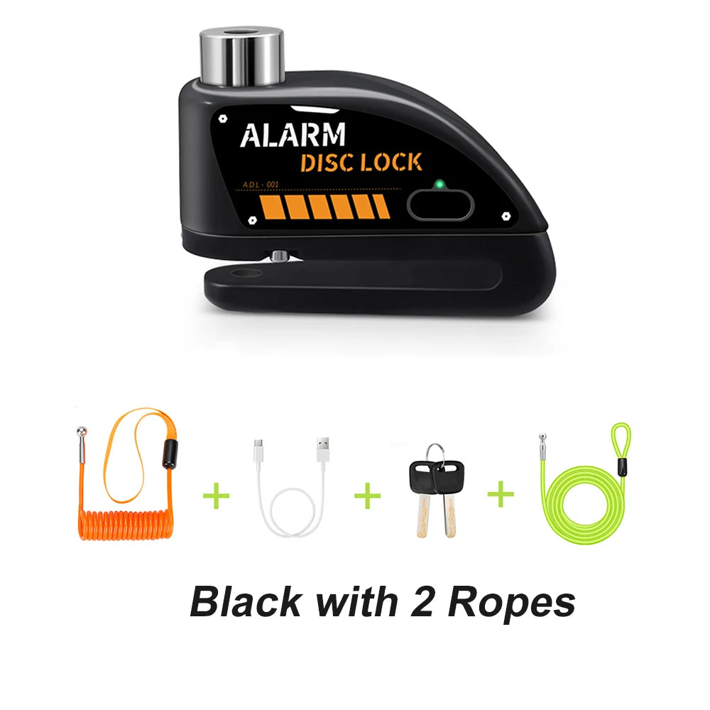 Anchtek Motorcycle Rechargeable Disc Lock Alarm 120db Bicycle Anti-theft Padlock Security Protection Bike Motorbike Accessories