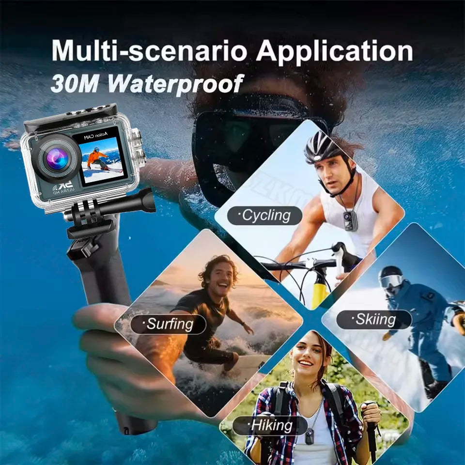 5K Action Camera 5K 60FPS 6-Axis Touch Screen Stabilization Pocket Sports Camera Waterproof Bodycam For Motorcycle/Cycling Vlog