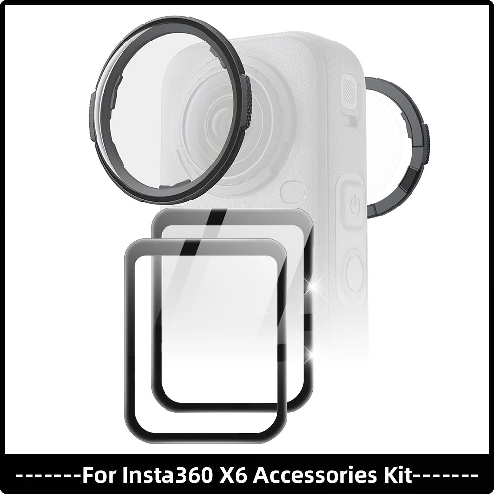 Accessories Set for Insta360 X6 Lens Guard Screen Protector Storage Bag Silicone Case Lens Cap Protective Frame for Insta 360 X6