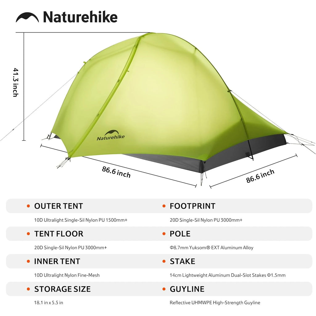 Naturehike Star Trail EXT Hiking Tent Outdoor Camping Ultralight Rainstorm Protection Wild Tent 1 2 Person 0D Nylon Backpacking Tent