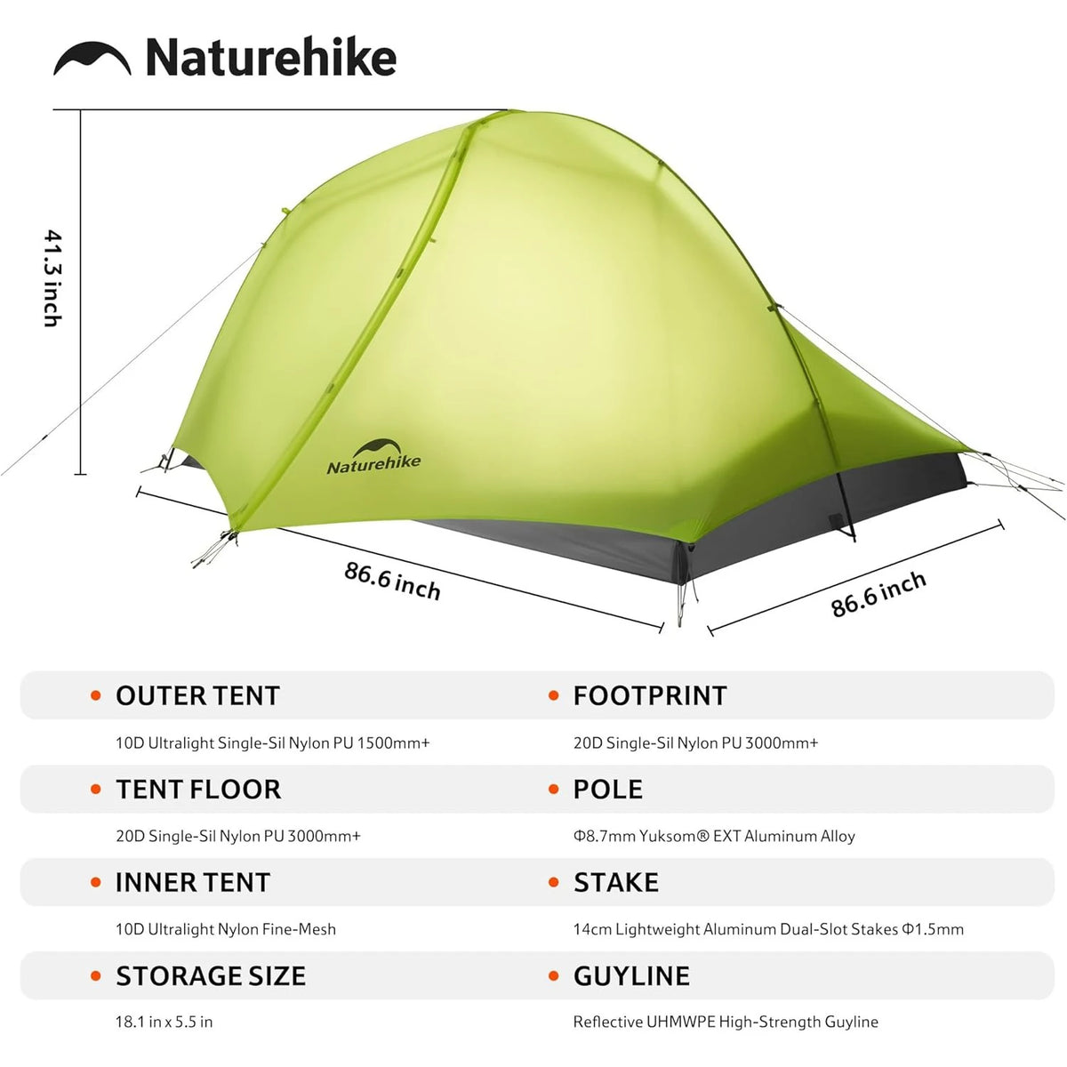 Naturehike Star Trail EXT Hiking Tent Outdoor Camping Ultralight Rainstorm Protection Wild Tent 1 2 Person 0D Nylon Backpacking Tent