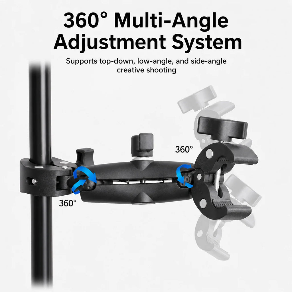 Dual‑Head Super Clamp Motorcycle Mount Selfie Stick Kit for Insta360 X5 X4 X3 X2 GoPro DJI Action Sports Camera Riding Bracket