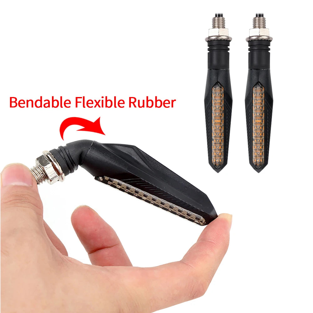 2PCS 12V Motorcycle LED Turn Signals Light 12LED Tail Flasher Flowing Water Blinker IP68 Motorcycle Flashing Lights