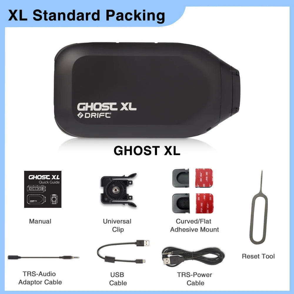 Drift Ghost XL Sport Action Camera 1080P WiFi 9 Hours Battery Life IPX7 Waterproof Wearable Live Stream Vlog Motorcycle Bicycle
