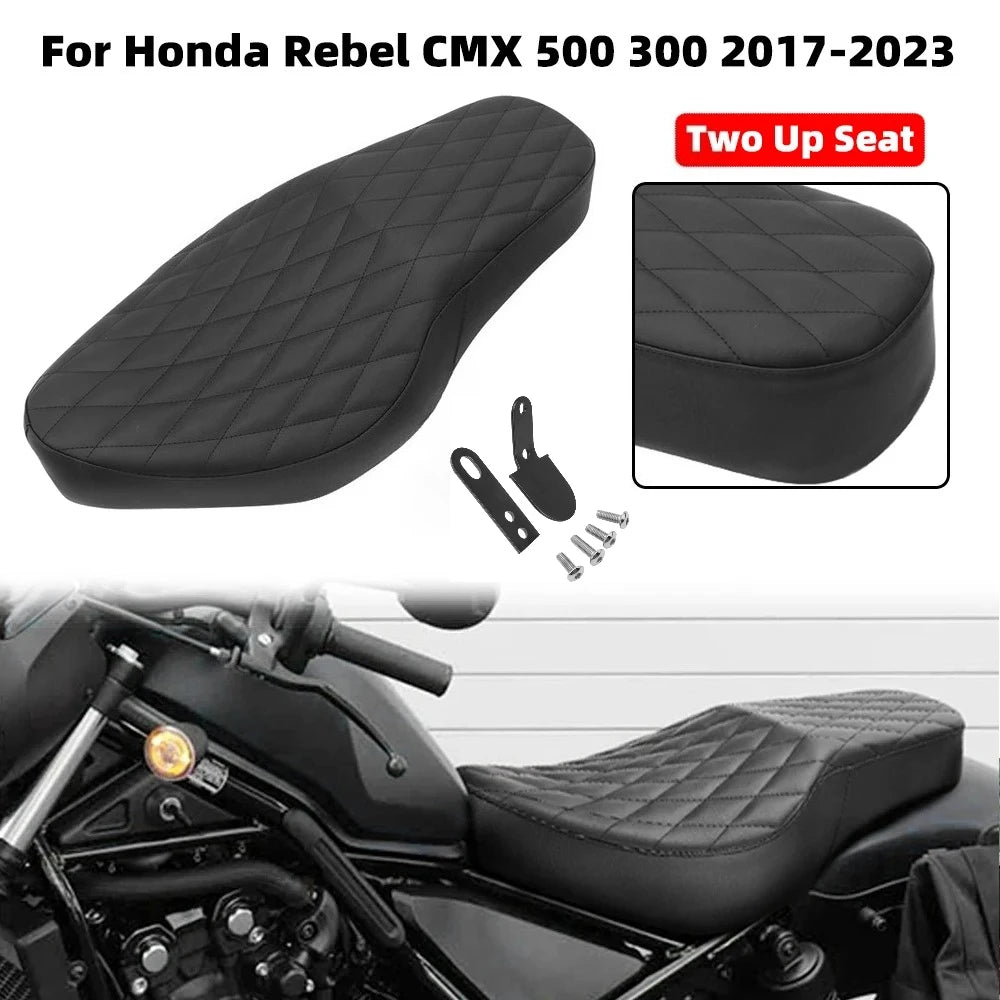 Motorcycle Two-Up Seat Front Rear Driver Passenger Leather Seat Cushions For Honda Rebel CMX 500 CMX 300 2017-2025