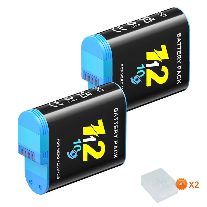 2000mAh for GoPro Hero 12 11 10 9 Battery  + 3-Slot LCD USB Fast Charger for Go Pro 10 9 Black Camera Bateria for Go Pro 12 10 9