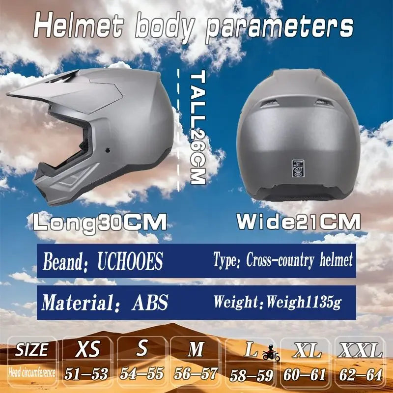 Motorcycle Full Face Helmet Off-Road Downhill Racing Safety Helmet Suitable for All Seasons for Men, Women, and Children