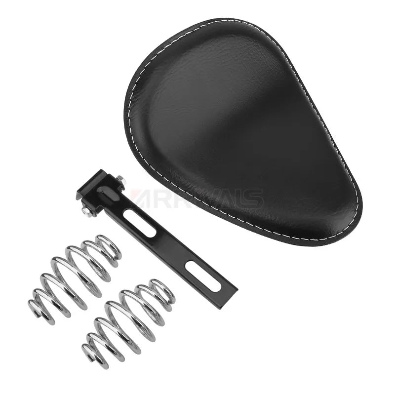 Motorcycle Leather Saddle Seat Retro Black Leather Solo Seat for Harley Custom Chopper Bobber Honda Yamaha Kawasaki Suzuki