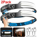 2pcs 1000mAh usb rechargeable head flashlight super bright led with motion sensor for camping running fishing