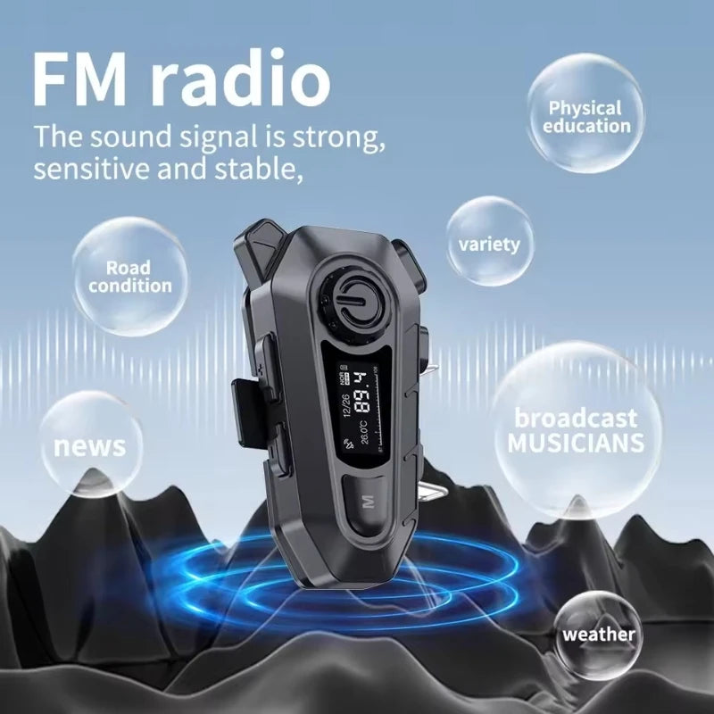 A1 Bluetooth 5.3 Motorcycle Helmet Headset With FM Radio Wireless Handfree Call Waterproof Moto Headphone LED Display For Rider
