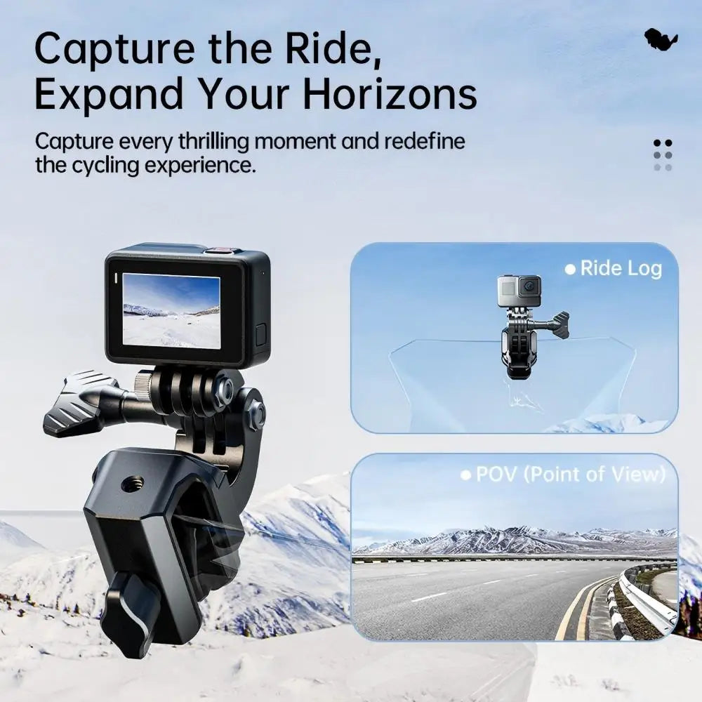 Kewig X2 Motorcycle Windshield Camera Mount Anti-Slip 180° Rotatable Aluminum Alloy Holder for GoPro DJI Insta360 Action Camera