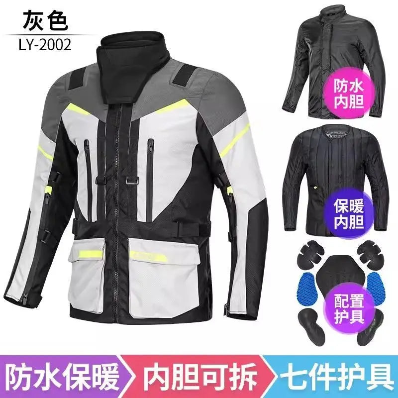 Large Size Cycling Suit, Rally Suit Four-season Warm Motorcycle Drop-proof Winter Waterproof Large Locomotive Travel Suit