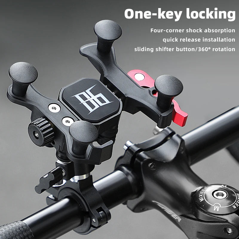 Motorcycle Bicycle Handlebar Cell Phone Holder Quick Mount Universal E-Bike Scooter Phone Mount for 4.7-7'' Mobile Devices
