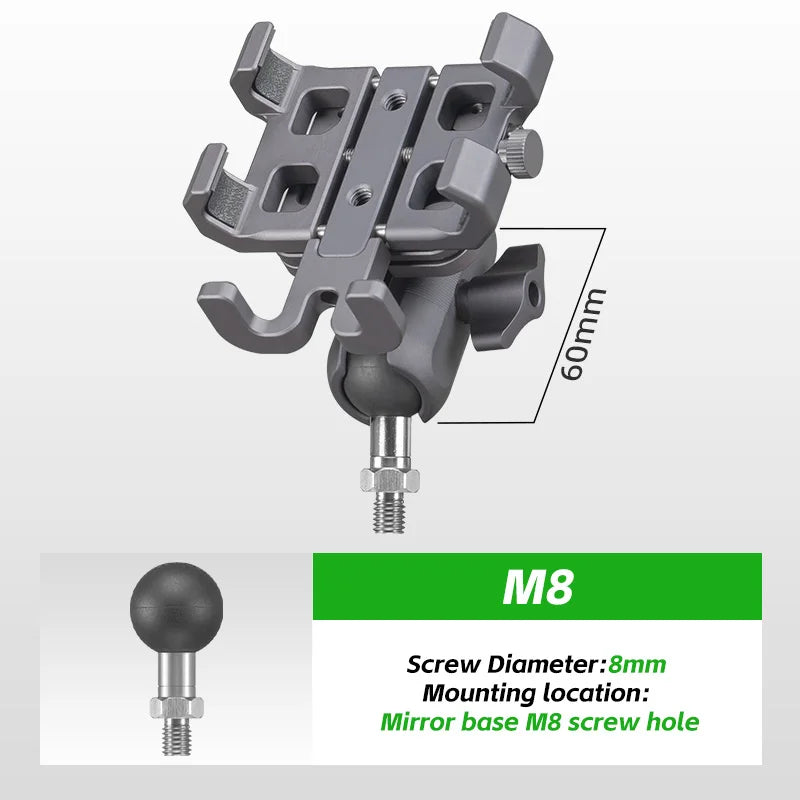FANAUE Motorcycle Bike Phone Holder Mount Aluminum Alloy with Vibration Dampener ATV/ UTV Bike Scooter Handlebar GPS Clip