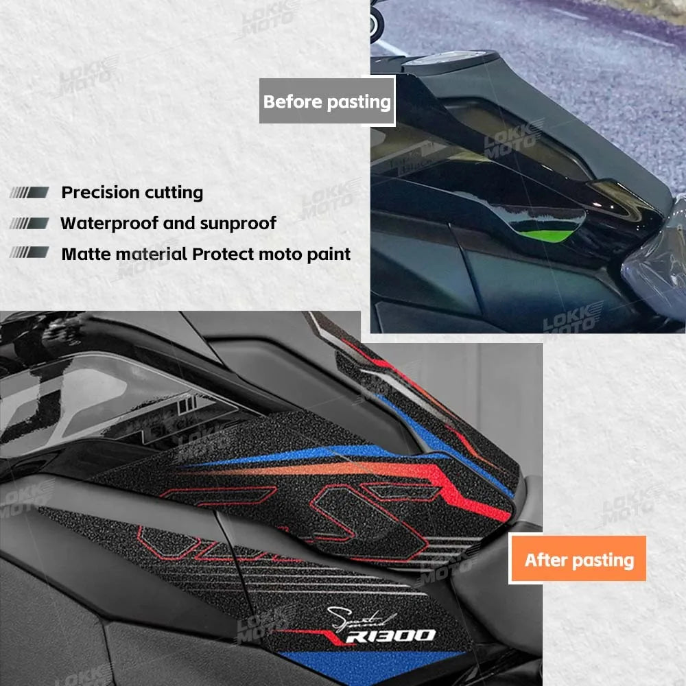 Frosted Motorcycle Fuel Tank Sticker Pad Set Triple Black Protecter Decals Anti-Scratch For R 1300 GS R1300GS r1300gs 2024